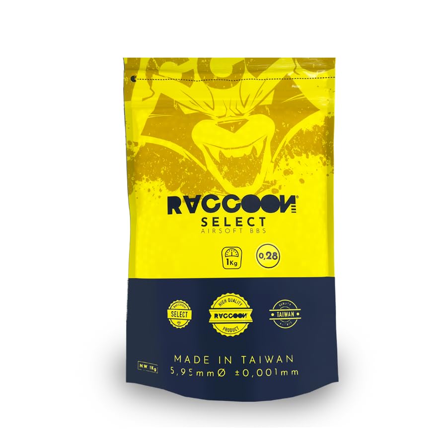 Raccoon Bolsa 1kg Bolas 0.28g 6mm | Bolsa de 1kg para Pistolas/Rifles Airsoft. Peso por Bola 0,28g
