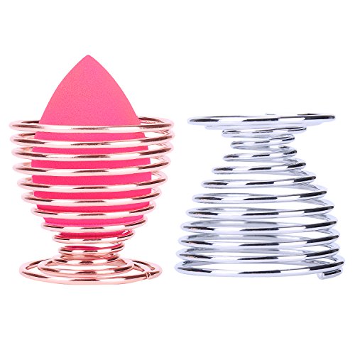 Beauty Blender Holder with Makeup Sponge, 2 Packs Gold Plated Makeup Sponge Drying Rack by ZAKIE, Rose-Gold and Silver Beauty Bender Sponge Holder