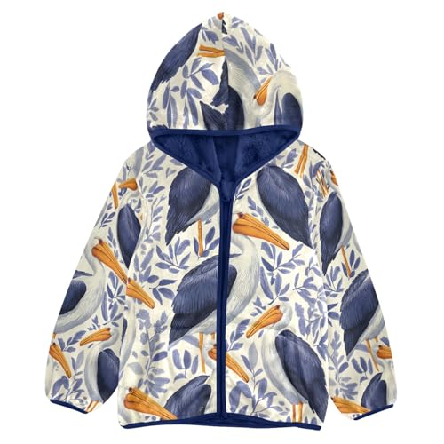 Birds with Orange Beaks Toddler Fleece Jacket Girl Boys Hooded Fleece Jacket Coat Warm Outwear Zip-up 3-10T