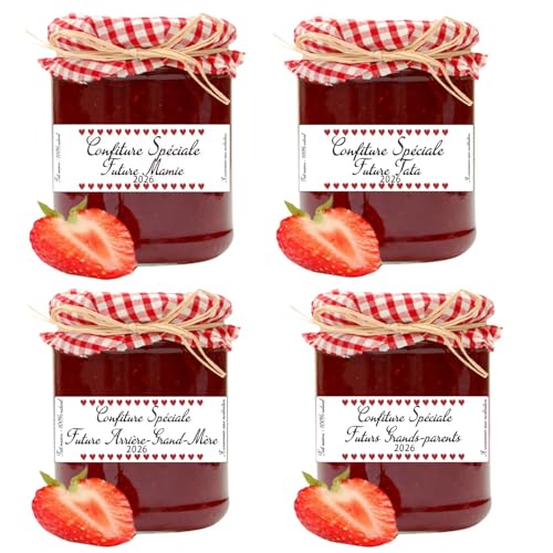 8 pièces Étiquette pot de confiture - annonce grossesse mamie, tata, grande sœur, grands-parents, arrière grand-mère,