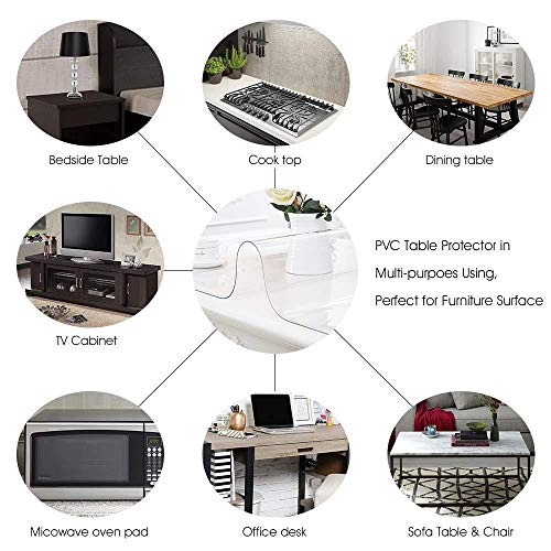Ostepdecor Clear Table Protector, 54 X 54 Inch Clear Table Cover, 1.5Mm Thick Square Dining Table Protector, Clear Plastic Tablecloth Protector, Clear Table Cloth Pad For Kitchen Wood Grain #TOP4
