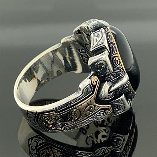 Miniatura 7 de Men Handmade Ring, Oval Onyx Stone Ring, Onyx Gemstone Ring,Ottoman Men Sterling Silver Ring, Turkısh Handmade 925k Sterling Silver Ring