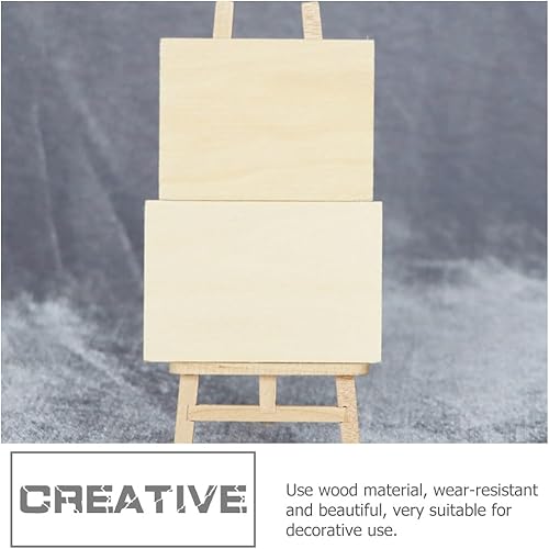 Miniatura 7 de jojofuny Kit de caballete de madera en miniatura para casa de muñecas 1:12, incluye caballete, lienzo, paleta de pintura y caja de pintura para