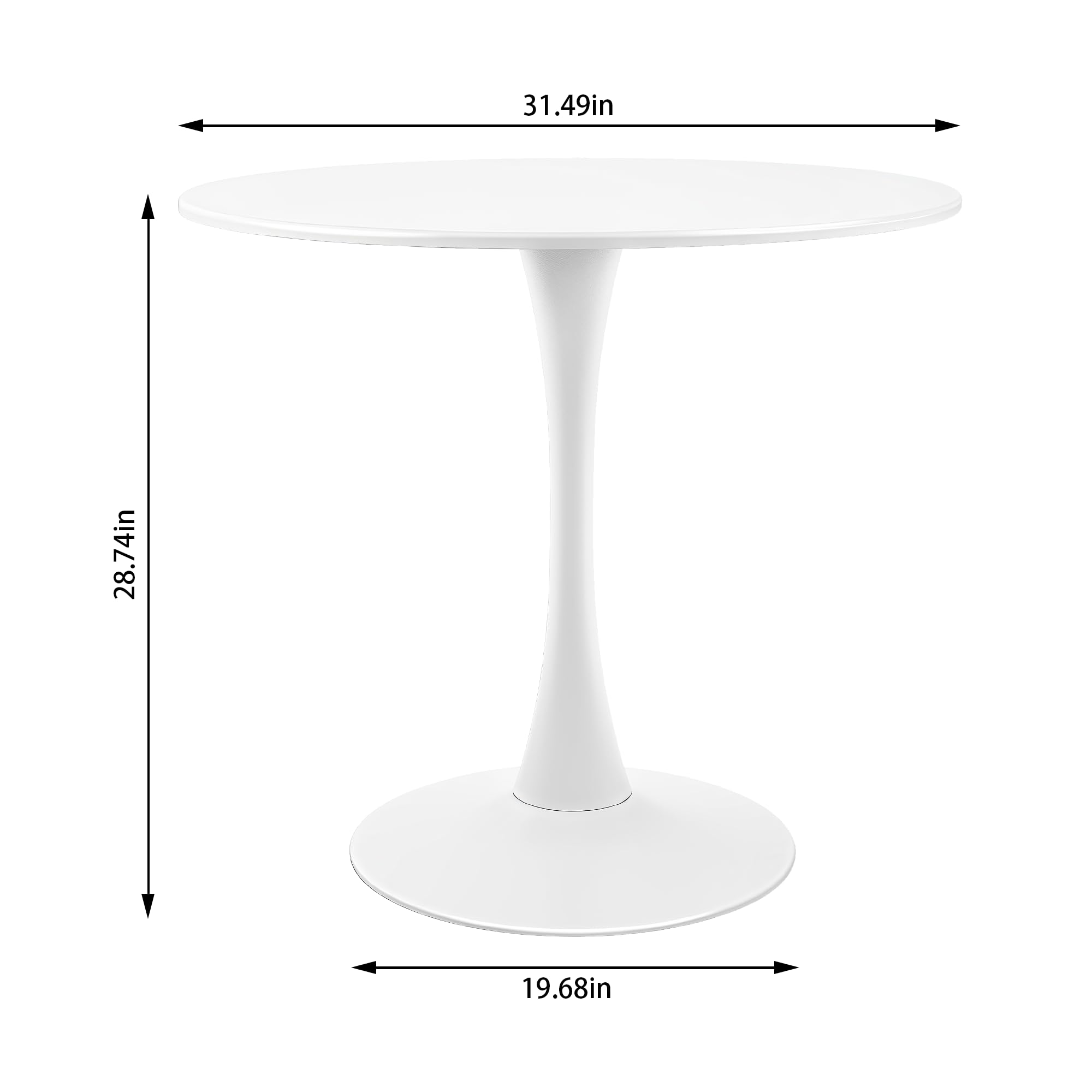 Mesa de comedor redonda blanca moderna con base de pedestal en diseño de tulipán, mesa de ocio de mediados de siglo para 2 a 4 personas 5