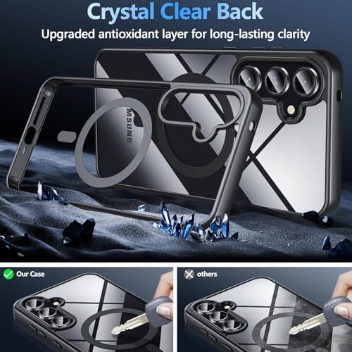 Image of DIZORO Compatible Samsung Galaxy A36 5g Case,Compatible with MagSafe, Non Yellow Military-Grade Drop Protection & Hard PC Back Cover Slim Transparent Anti-Scratch Shockproof Phone Case - Black