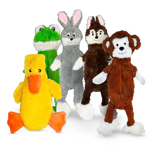 FGA MARKETPLACE Pack of 5 Flat NO Stuffing NO Squeak Plush Dog Toys