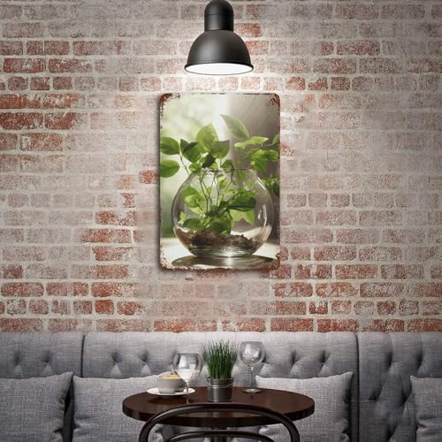 Tableau en métal vintage durable avec illustration botanique - 5