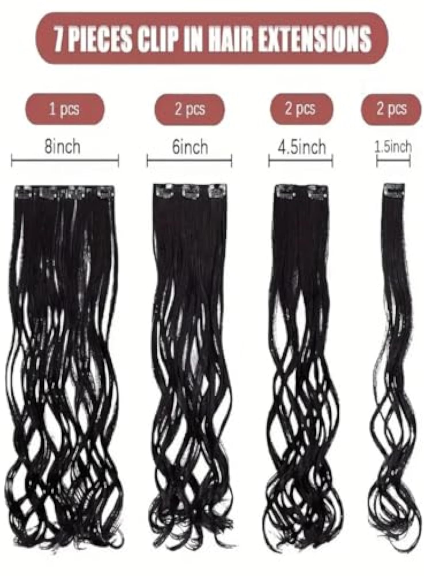 7pcs High Temperature Clip Curly Hair Extensions