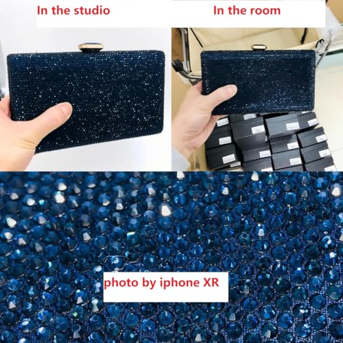 Image of Boutique De FGG Crystal Evening Bags for Women Formal Party Box Clutch Wedding Rhinestone Handbags Bridal Clutch Purse,Mini