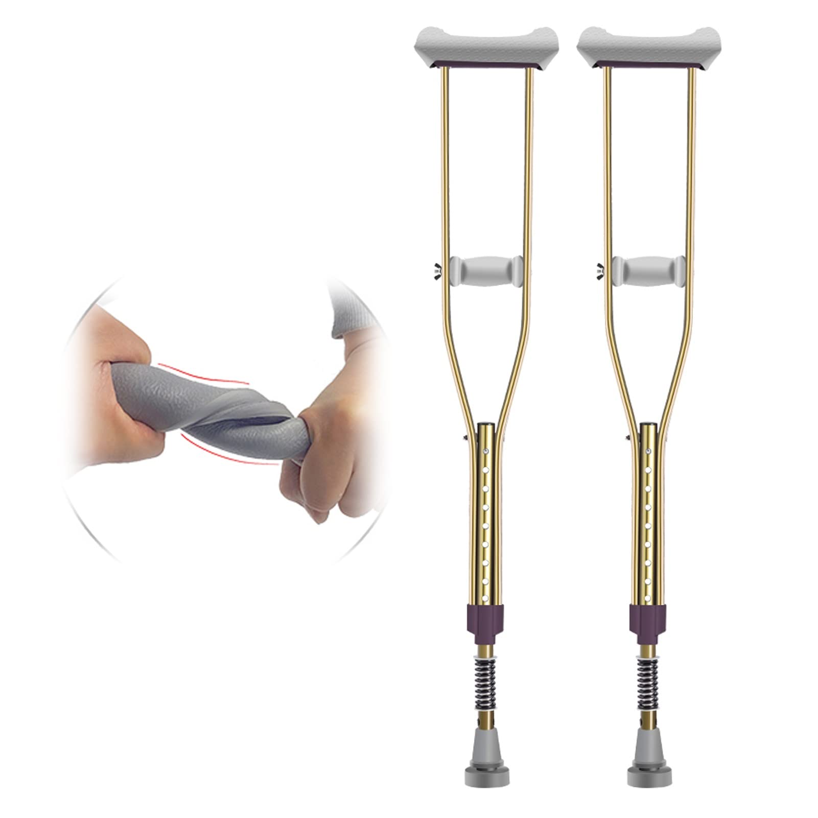 Wysokość Regulowana Kule Ortopedyczna, Aluminiowe Kule z Shock Absorbing Springs, Laska dla Kobiet i Mężczyzn, 1 Para (Size : S)