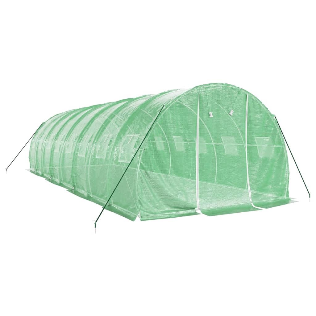 Homgoday Invernadero con Estructura de Acero Verde 24 m² 8x3x2 m, Invernadero Caseta Jardín Terraza Plantas Semilla Cultivo Huerto Verduras Cubierta Casero