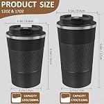4 Pack de tasse à café isolée avec limace 17oz Gobelet de café de voyage en acier inoxydable Réutilisable tasses de café Thermique tasse à café pour boissons froides chaudes et glacées, multicolore