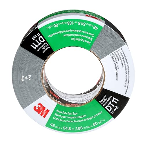 3M DT1155B Heavy Duty Duct Tape, Black, 48 mm X 55 M, 0.28 mm, Individually Wrapped