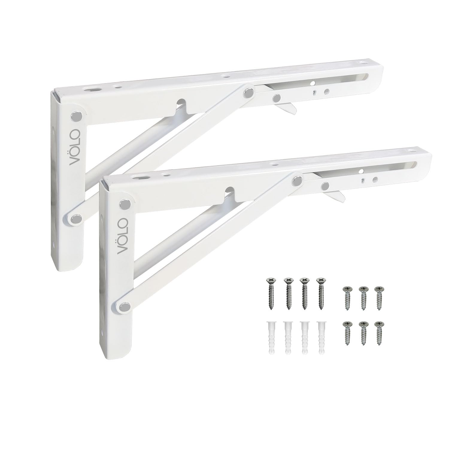 Volo Premium Heavy Duty 10" Foldable Mild Steel Racks and Shelf Bracket, l Bracket, Wall Brackets, Wall Angle Bracket, Folding Table Bracket with Fittings for fold Down Table. (Color:White)-picture-32