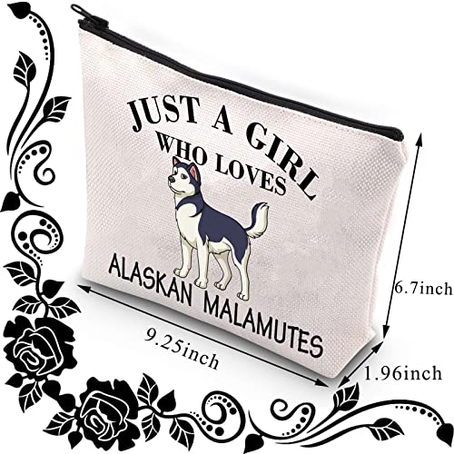 PLITI Alaskan Malamute Gift Alaskan Malamute Dog Mom Makeup Bag Just a Girl Who Loves Alaskan Malamutes Travel Pouch (Girl Loves Malamutes) - Image 2