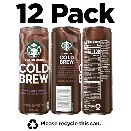 Image of Starbucks Cold Brew Coffee, Chocolate Cream, 11 fl oz Cans (12 Pack), Premium Coffee Drink, Iced Coffee