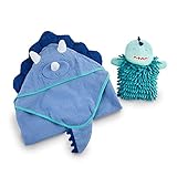Baby Aspen Dinosaur 2Piece Bath Gift Set - Hooded Towel & Scrubby Mitt, Blue, One Size