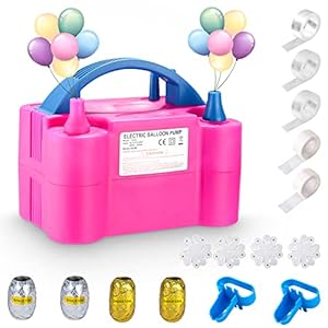 FAOKZE Elektrische ballonpomp, 600 W ballonpomp met automatische en halfautomatische modi, met ballonknopers…