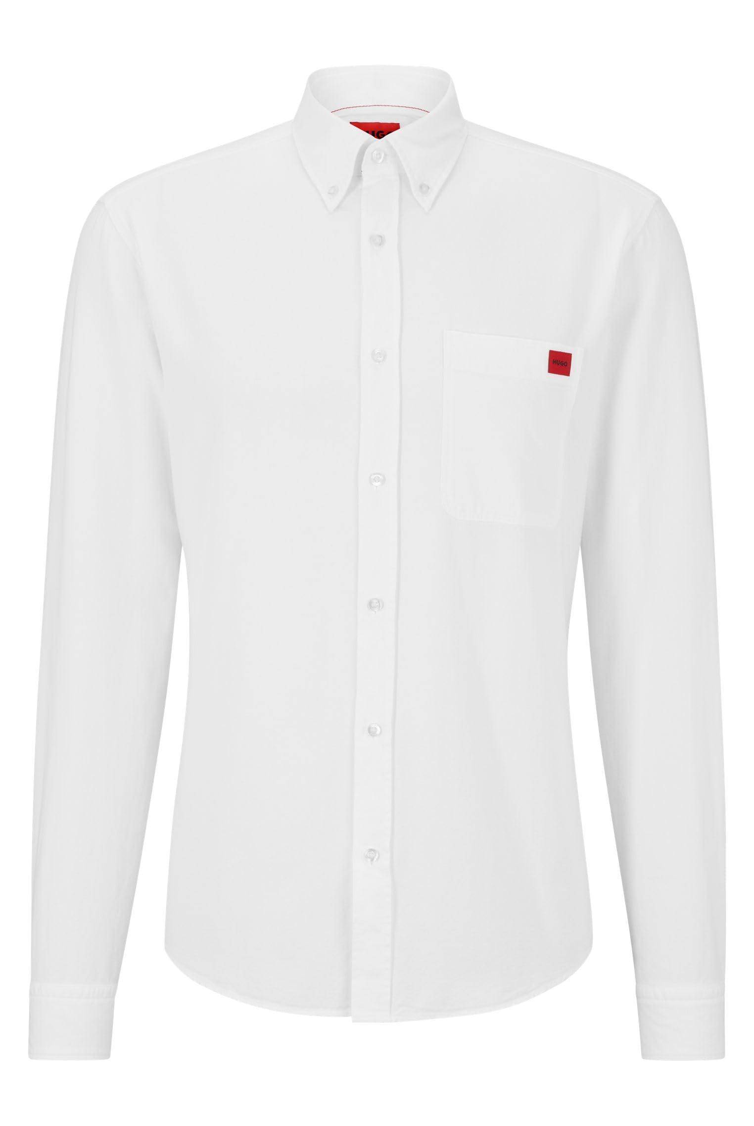 HUGO Evito Slim Fit Long Sleeve Shirt, Open White, Size L, Men