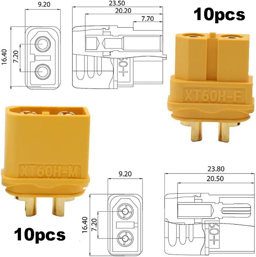 5 Paires De Connecteurs XT60 Mâle Femelle, Connecteurs D'alimentation à Broches Pour Batterie