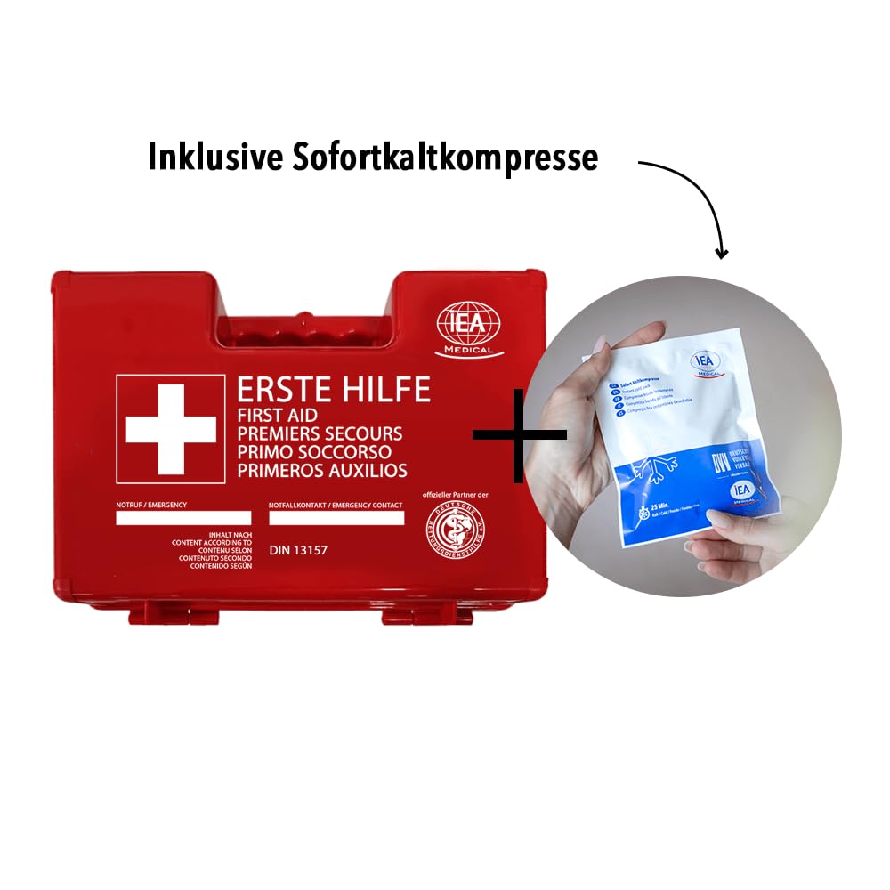 IEA Medical 4x Verbandskasten DIN 13157 – Erste-Hilfe-Kasten Büro & Betrieb | Robustes Gehäuse, DIN 13157-konform, inkl. Wandhalterung & Anleitung – für Büro, Betrieb, Praxis, Werkstatt & Zuhause