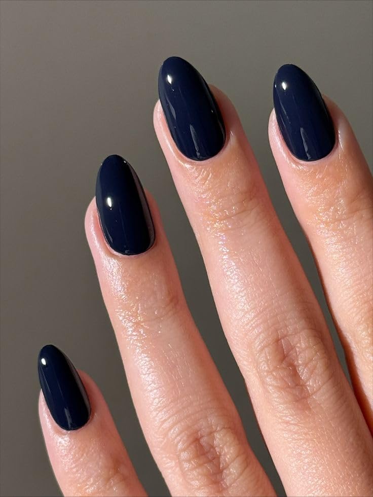 10Pcs navy blue Press On Nails - Medium Almond Shape, Glossy Cherry Mocha Dark Red Design, Reusable Acrylic Glue On Nails for Women, DIY Salon Manicure Kit with Adhesive Tabs-picture-12