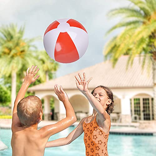 image for ArtCreativity Red & White Beach Balls for Kids, Pack of 12, Inflatable