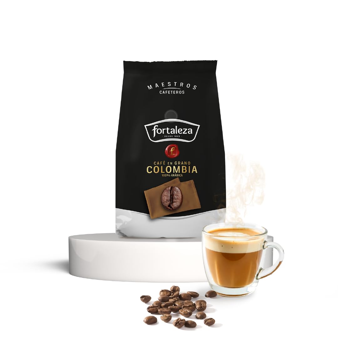 CAFÉ FORTALEZA Café en Grano Colombia 500g x 6 - Total 3KG - Uno de los Orígenes más populares, de variedad 100% Arábica. Café de exquisita suavidad y aroma incomparable.