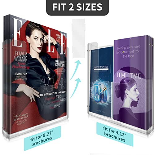 Acrylic Brochure Holder, 3 Packs 8 X 11.5 Inches Brochure Holder Wall Mount,Removable Divider To Organize Flyers Holder Clear Literature Holders Card Holder,Magazine Holder,Acrylic Sign Holder (8.5 X 11 Inch / 3 Pack) #TOP2