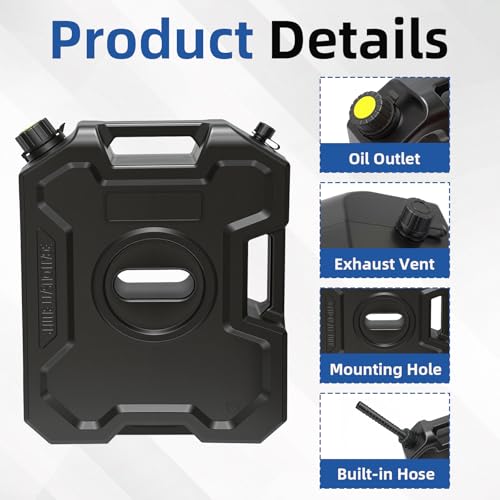 3-gallon storage container, Transfer Tank,Storage Container fit for Most Cars,Equipped with an additional sealing ring. Black