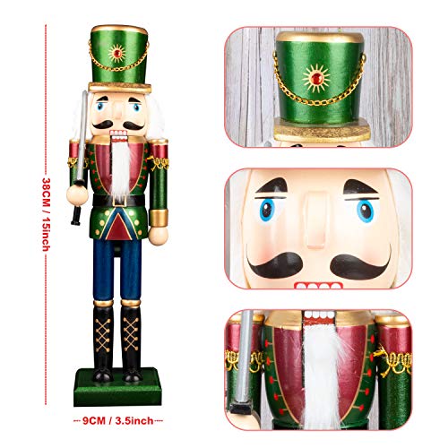 Busybee nussknacker Figur Set of 3 Große Weihnachten Nussknacker Holzfigur 38cm Nutcracker König und Soldat Figurine Weihnachten Nussknacker Holz