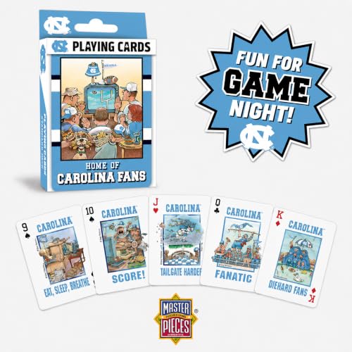 Image of Masterpieces Officially Licensed NCAA UNC Tar Heels Playing Cards for Fans - 54 Card Deck for Adults