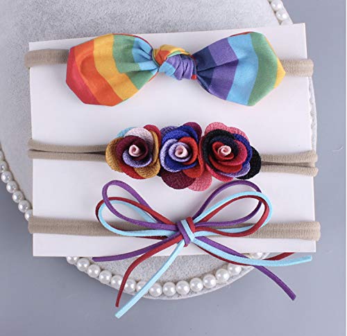Image of BABYMOON Girl's Synthetic Turban Knotted Hairband - Multicolor - Pack of 3