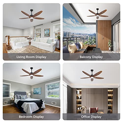 Wozzio 5 Wood Blades Ceiling Fan with Light and Remote,Quiet Reversible DC Motor,6 Wind Speed,LED Dimmable and Memory,for Bedroom/Patios/Living Room,52 inch,Dark Walnut Wood Blades by Wozzio - Used condition - Image 8