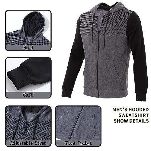 Men's Full Zip Hoodie Long Sleeve Sweatshirt with Pockets Lightweight Color Block hooded4