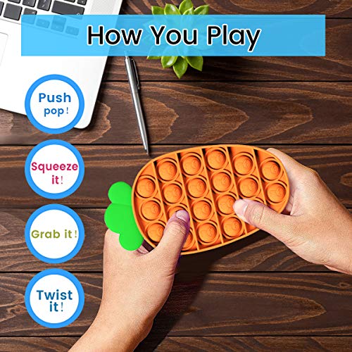 VCOSTORE Pop Bubble Fidget Toy, Stress Relief Toys for Kids Push Pop Bubble Sensory Fidget Toy for Autism Special Needs Stress Reliever Anxiety (Carrot-Orange) - Thumbnail 4