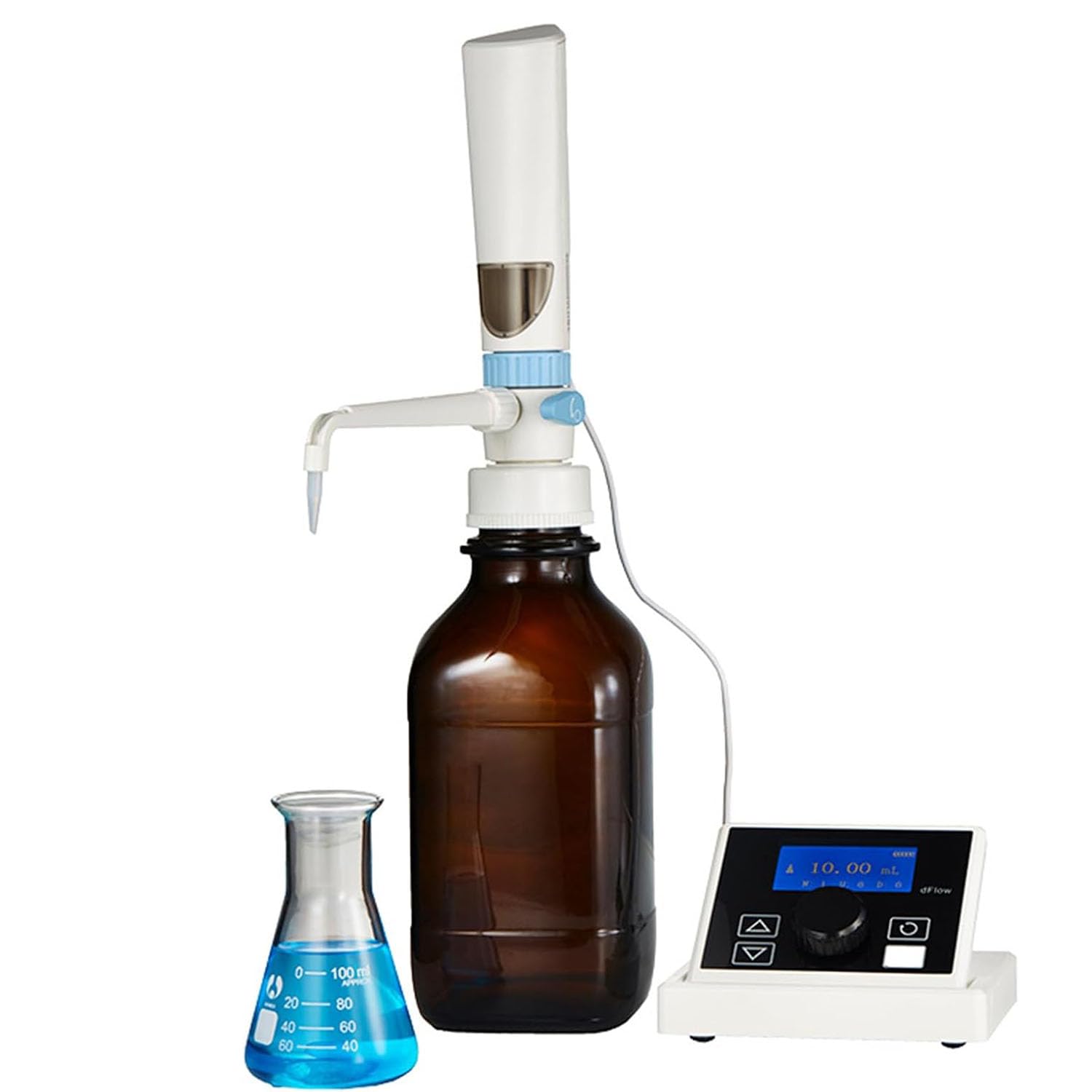 Digitaler Flaschenaufsatz-Dispenser, Polypropylen-Flaschenaufsatz-Bürette, Einstellbares Volumen Von 0,01 Bis 99,99 Ml, Unterstützt Dosieren/kontinuierliches Dosieren, Ohne Braune Flasche, Für Laborfl