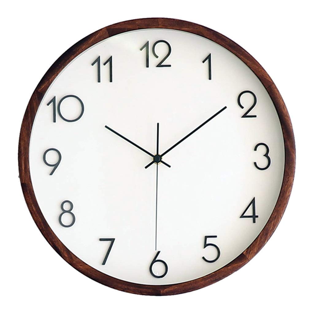 SaiFei Wall Clock Quartz Clock Modern Minimalist Solid Wood Mute Nordic Wood Living Room Japanese-Style Walnut Automatic Timing Radio Clock I