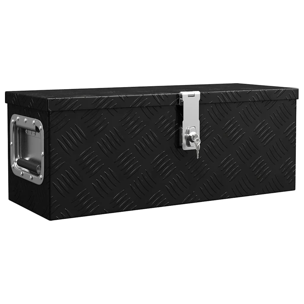 vidaXL Storage Box Hallway Storage Chest Blanket Trailer Box Tool Chest Organiser Storage Case with Lid Black 60x23.5x23 cm Aluminium, 60 x 23.5 x 23 cm