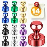 FINDMAG Fridge Magnets, Colorful Metal Paint Fridge Magnets, Strong Refrigerator Magnet for Adults, Decorative Whiteboard Magnet for Office, Kitchen Accessories, Classroom, Map Decor, Pack of 14