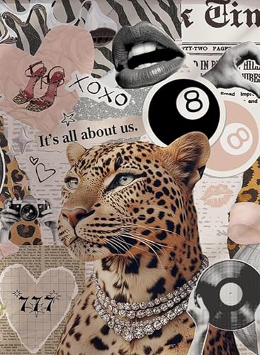 Diamond Art Kits for Adults Beginner, Girly DIY Modern Diamond Painting Kits 5D Diamond Dots Gem Art Crafts with Tools, Trendy Cheetah Round Full Drill Crafts for Home Wall Decor&Gift-12X16inch