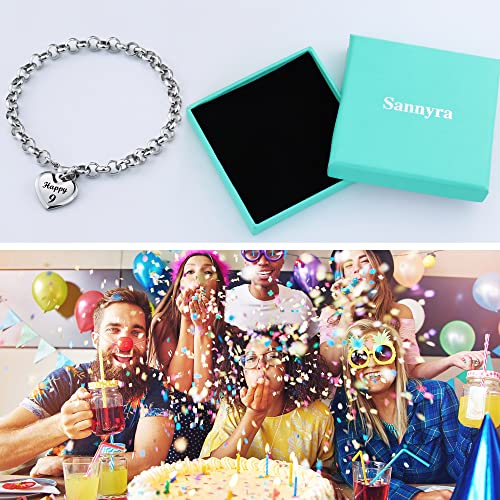 SANNYRA 9th Birthday Gifts Bracelet Heart Charm Bracelet for 9 Year Old Girl Adjustable Jewelry Gift for Her - Image 5