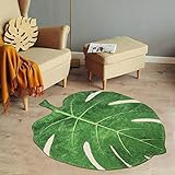 STARUIA Leaf Shaped Area Rug 3x3.67 ft,Washable Bedroom Rug for Kids Nursery Room,Non-Slip Bathroom