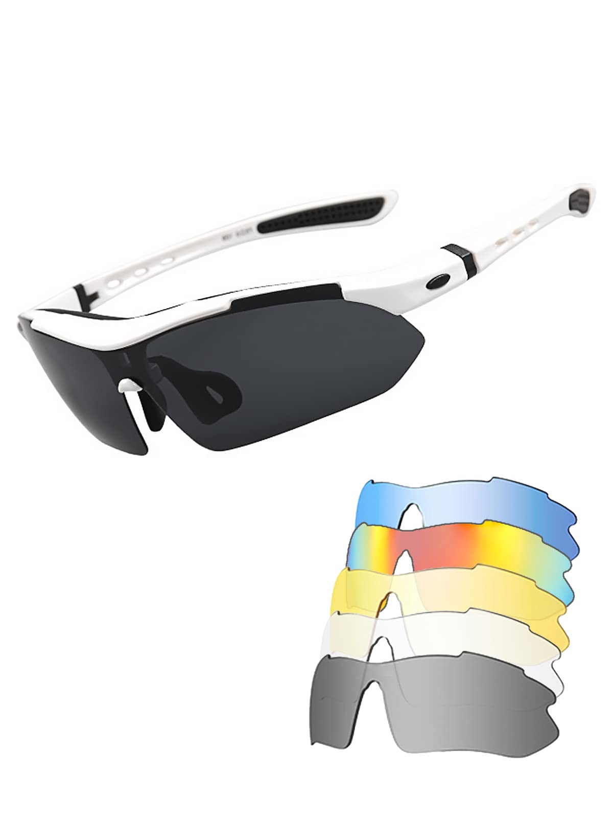 Ecupper Gafas Deportivas Unisex Polarizadas Gafas de Ciclismo Hombres Mujeres Gafas de Sol Gafas de Ciclismo con 5 Lentes Intercambiables