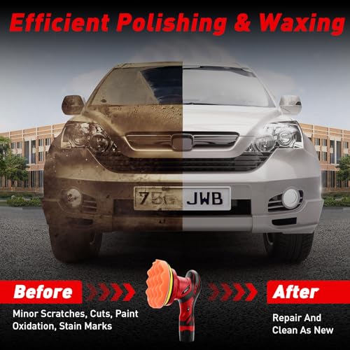 Cordless Buffer Polisher,6 Inch Car Buffer Polisher Waxer Kit w/ 2PCS 2000mAh Lithium Rechargeable Battery, 6 Variable Speed 5500RPM Orbital Polisher for Car Boat Detailing, Polishing 3 Cordless Buffer Polisher,6 Inch Car Buffer Polisher Waxer Kit w/ 2PCS 2000mAh Lithium Rechargeable Battery, 6 Variable Speed 5500RPM Orbital Polisher for Car Boat Detailing, Polishing - Image 3