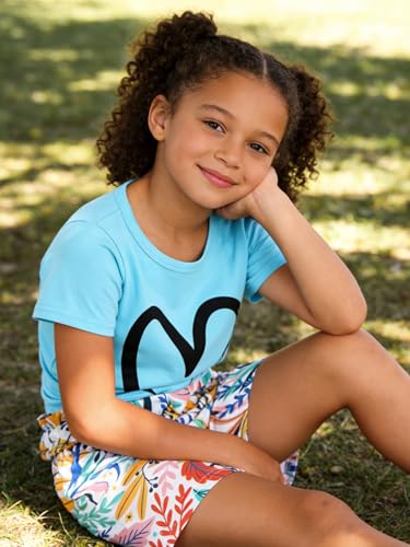 Image of KIDLAGA Toddler Kid Girl Outfits Clothes Floral Short Sleeve T-Shirt Top + Waist Pocketed Summer Short Sets 4-7T Girl Clothes