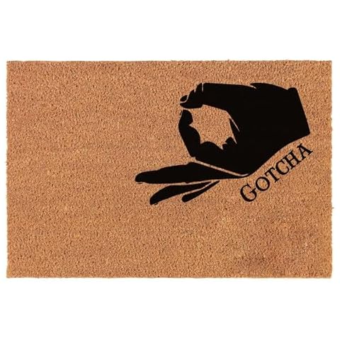 Funny Coir Doormat Game Okay Hand Gotcha Welcome Front Porch Decor Doormat For The Entrance Way Personalized Heavy-Duty PVC Non Slip Outdoor Entry Way Coir Doormat 23.6 x 15.7 inch House Warming Gift Cover