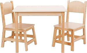 OOOK Wood Kids Table and 2 Chair Set, Waterproof Desktop, Easy to Clean ...
