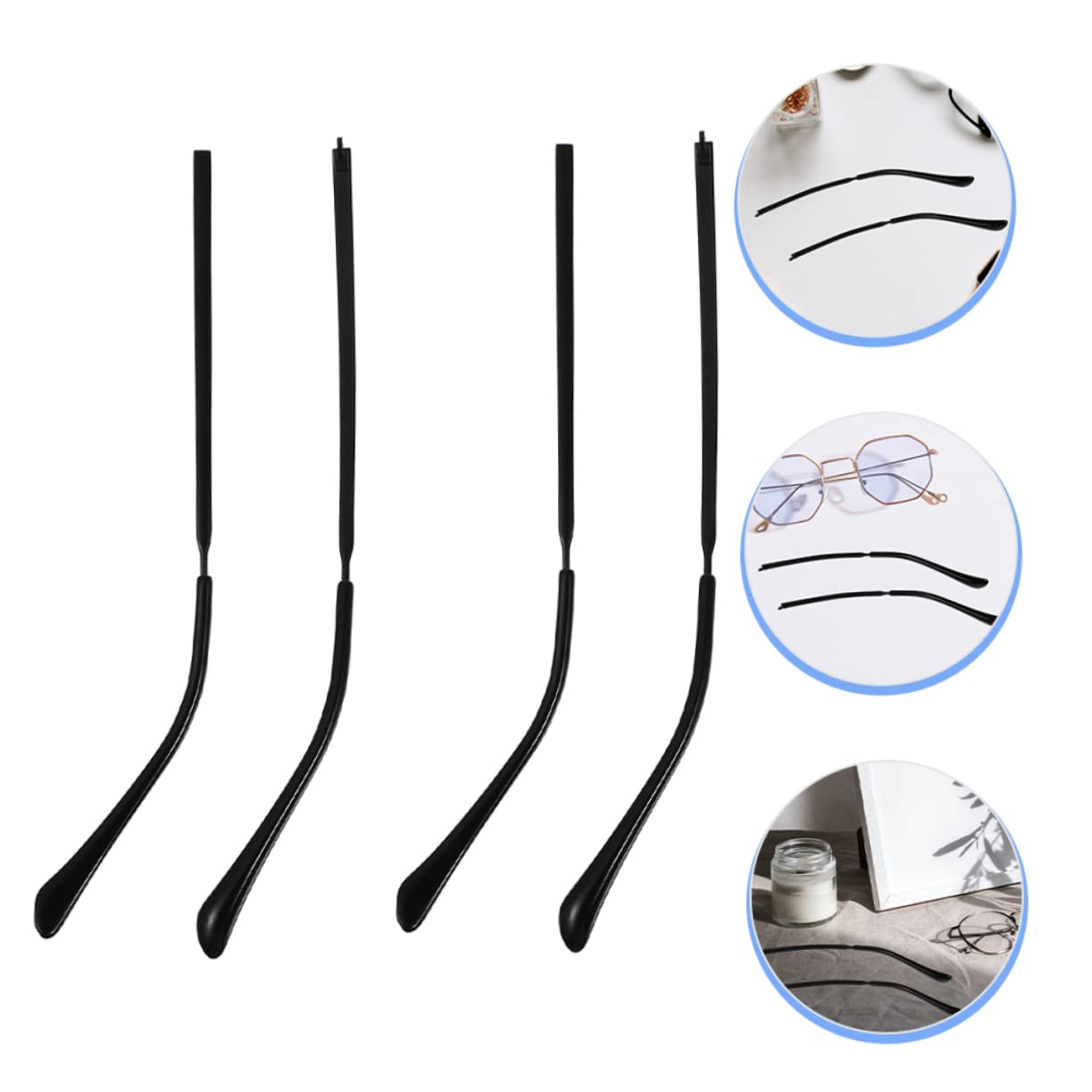 Baluue 8 Paires Jambes De Lunettes Kit De Réparation De Lunettes Bras De Remplacement des Pattes De Coussinets Minces des Tampon Fin Hommes Et Femmes Métal