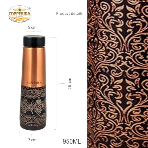 Image of Antique 100% Pure Copper Water Bottle 1 ltr PACK OF 2 Original Heavy Build | 100% Leak Proof | Return Gift Item | Marriage | Anniversary For Home, Office, Kids & Etc